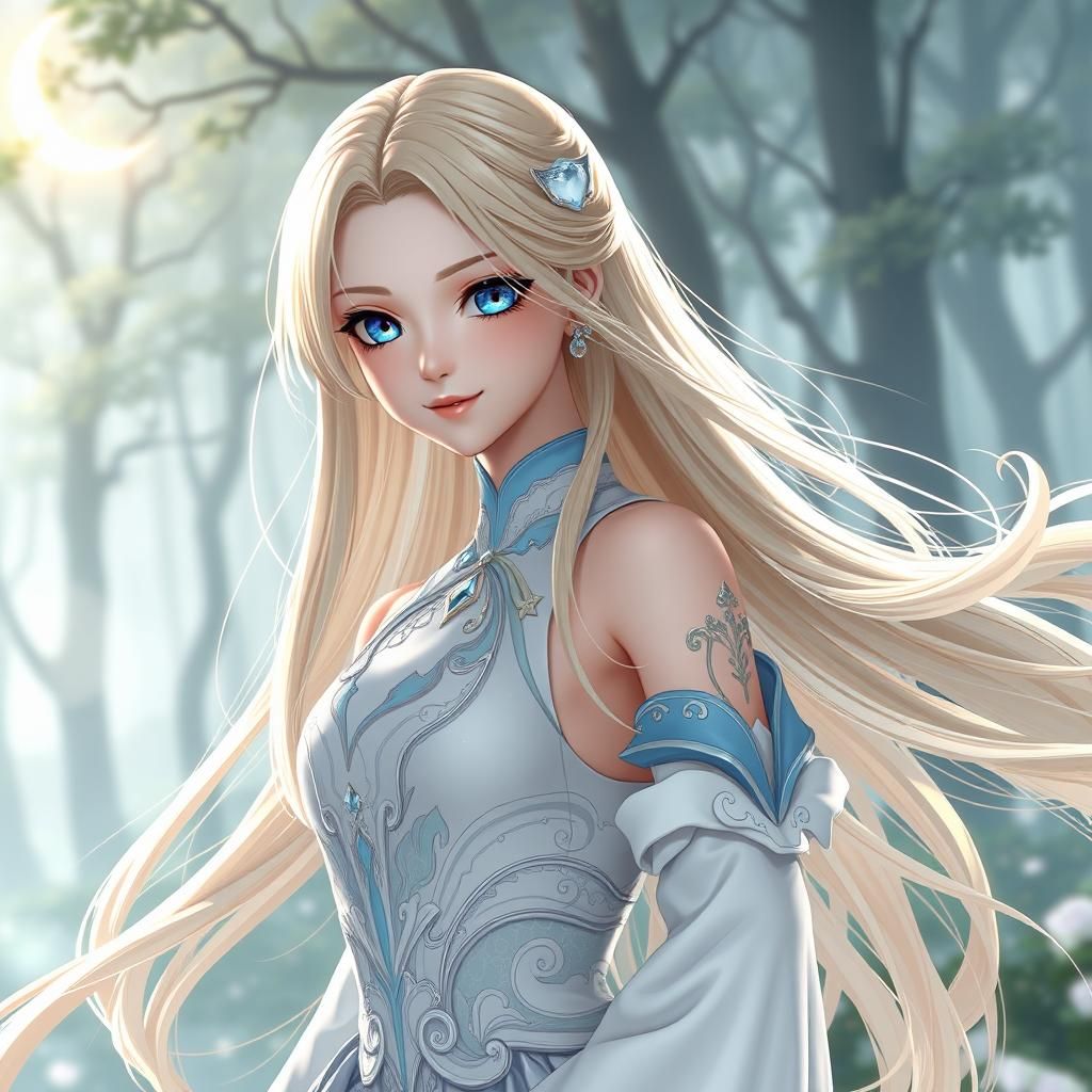 Anime Girl in Ethereal Landscape, 3D Render