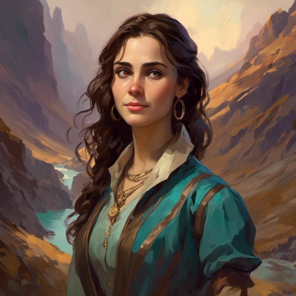 Fantasy Woman Portrait in Valley, Detailed Matte Painting