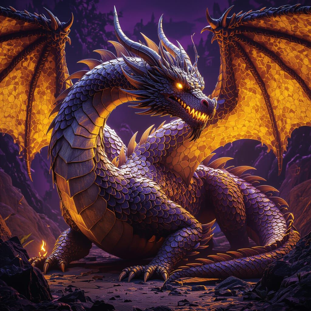 Colossal World Dragon in Dark Fantasy Style