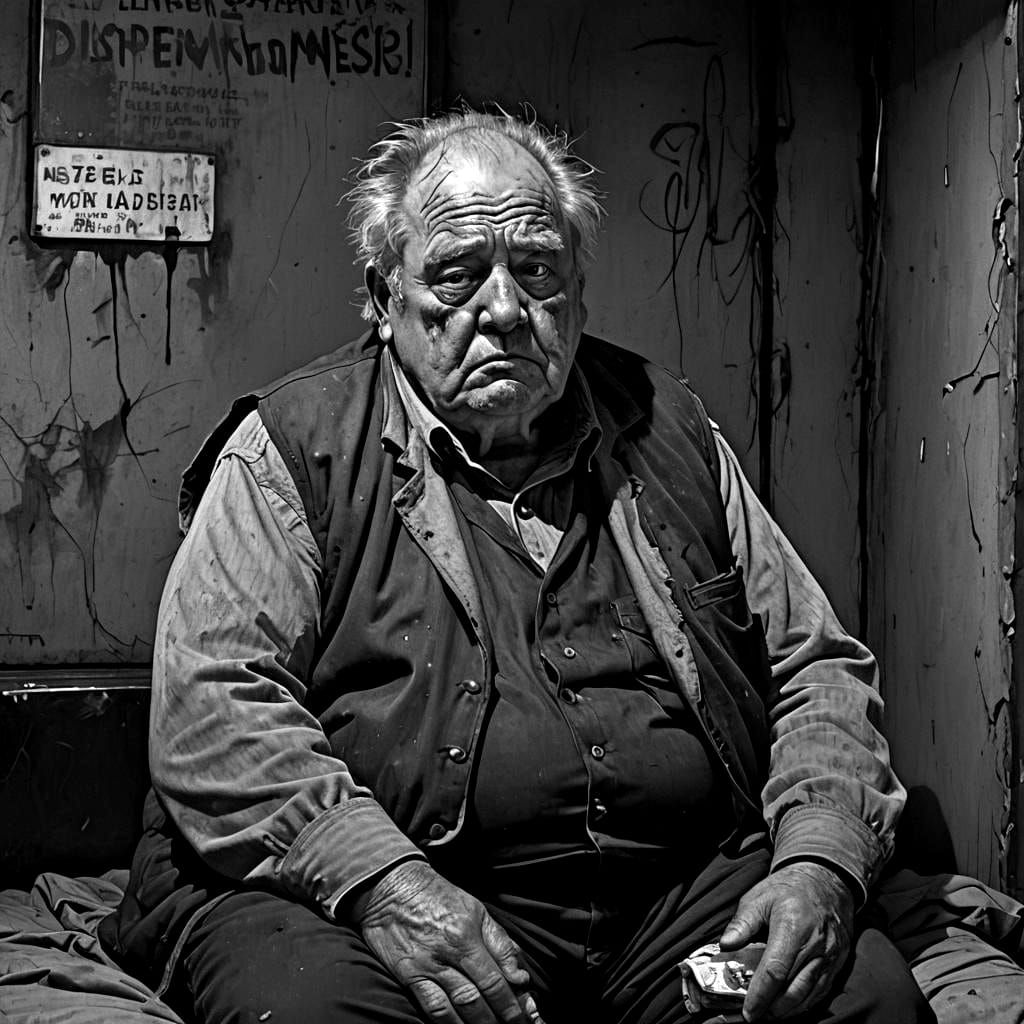 Film Noir: Elderly Man's Despair in Monochrome