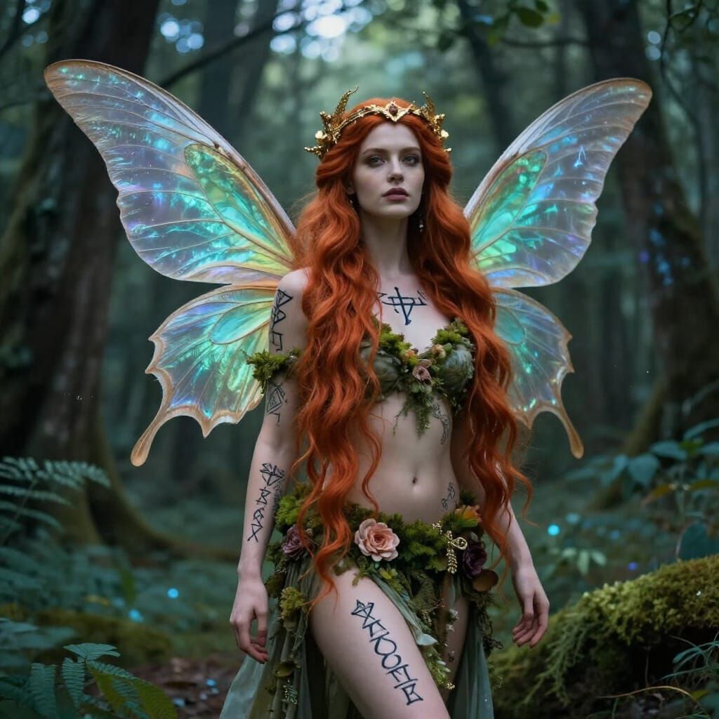 Alpha Fairy Warrior in Lush Forest, Photorealistic Style