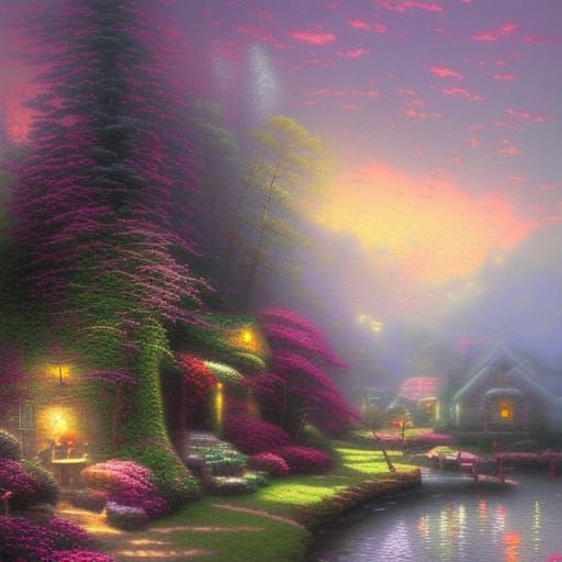 Ethereal Fantasy Sweets Landscape in Luminist Style