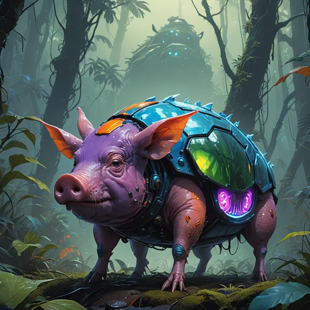 Surreal Jungle Creature in Vibrant, Hyper-Realistic Style
