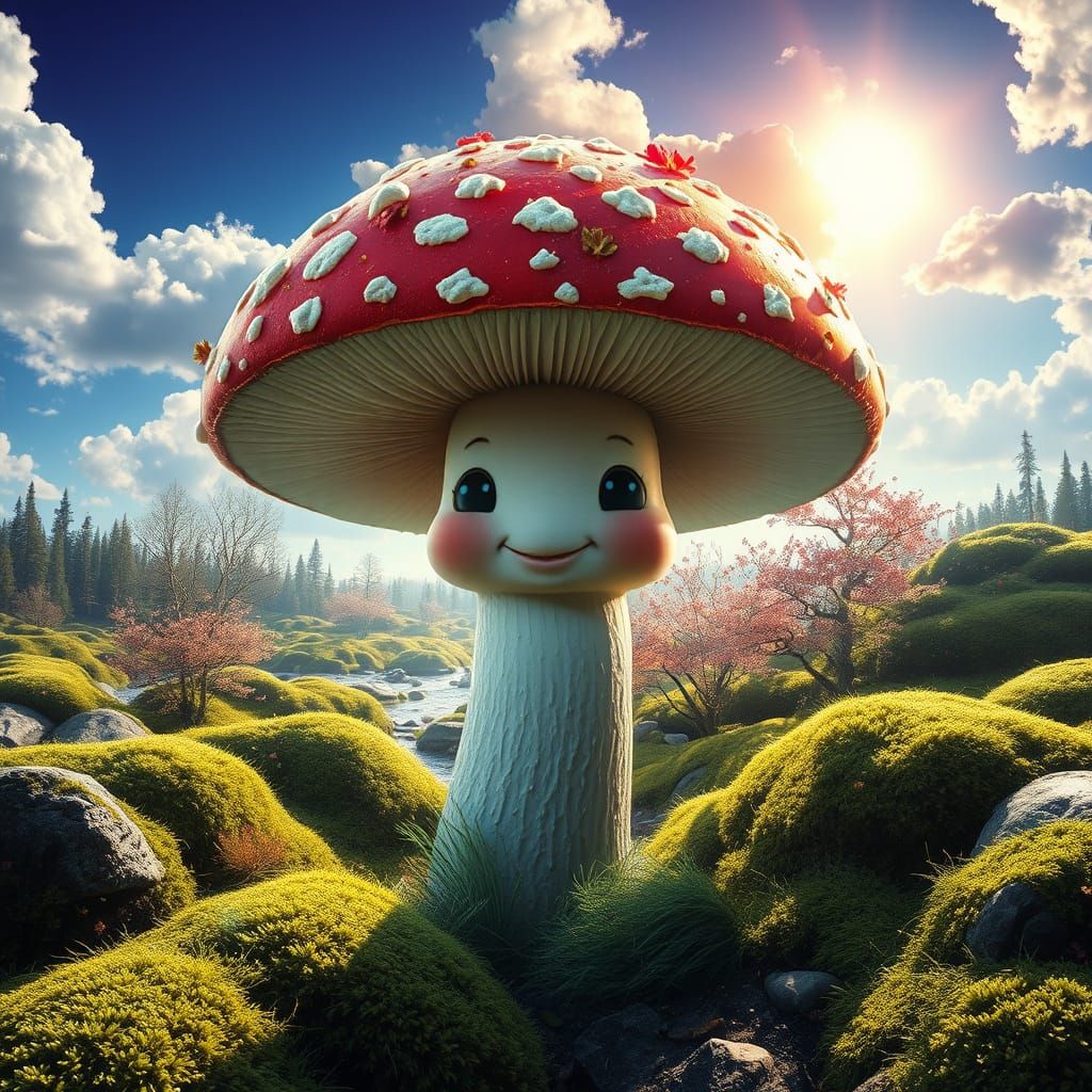 Surreal Baby Mushroom Emerges from Mossy Canadian Forest in ...