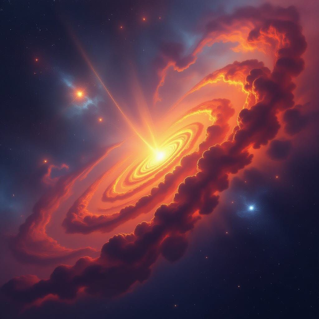 Autumn Hues Swirl in Cosmic Nebula