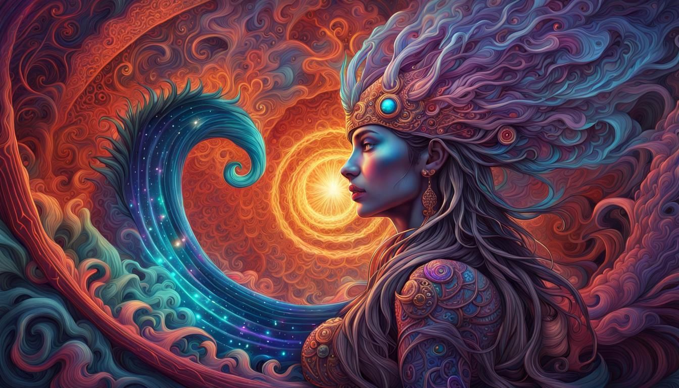 Mystic Warrior Defending Ethereal Portal in Digital Art