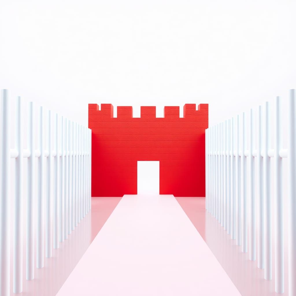 Abstract Red Castle Wall in Pop Art Style