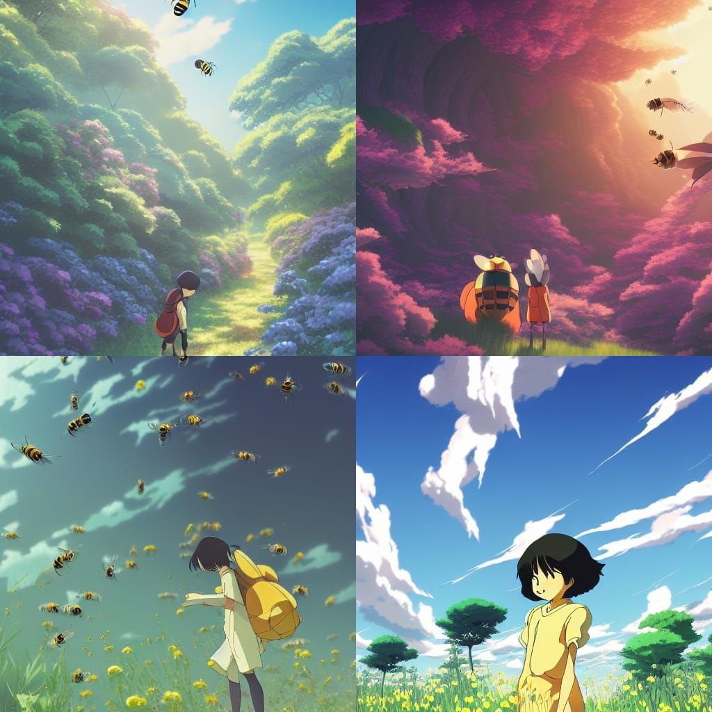 Bees in Anime Key Visual Style