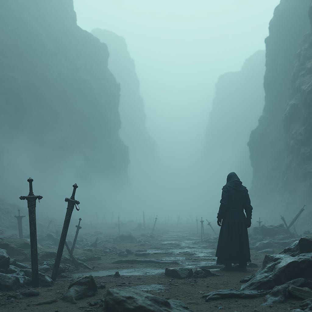 Ethereal Desolate Realm in Dreamlike Mist