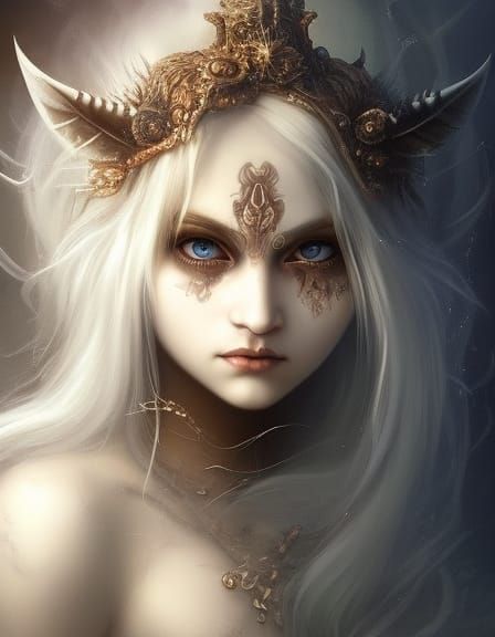 Cute Grave Hag Portrait in Hyperdetailed Style