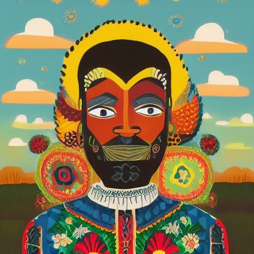 Folk art. Gouache painting.