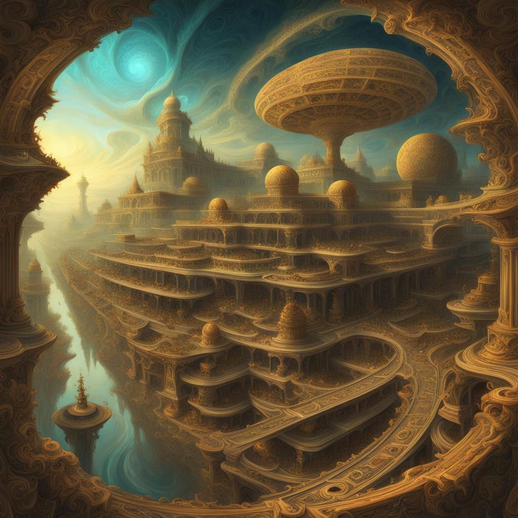 Fractal Sci-Fi Leisure Trip in Renaissance Style