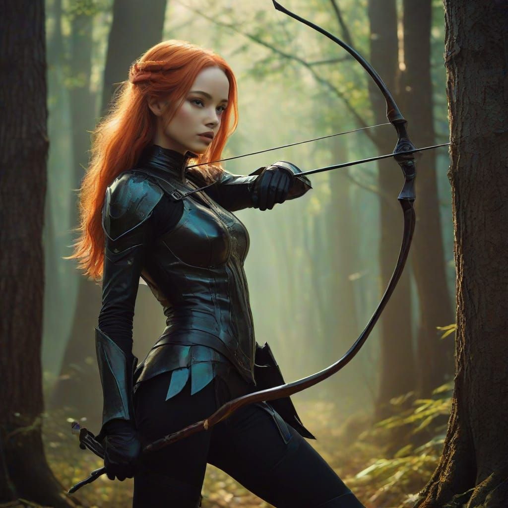 Fiery Redhead Heroine Poses Heroically in Jewel-Toned Armor