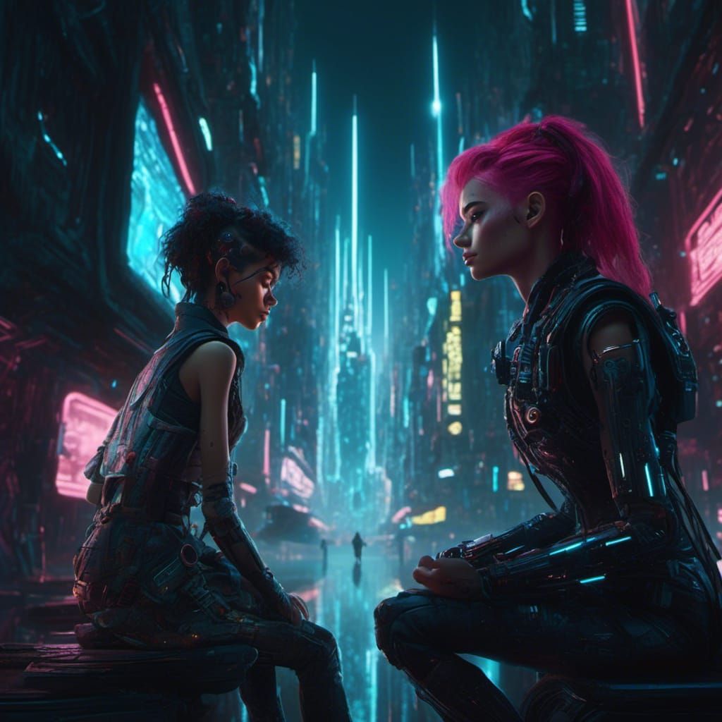 Cyberpunk Cityscape in Dystopian Setting