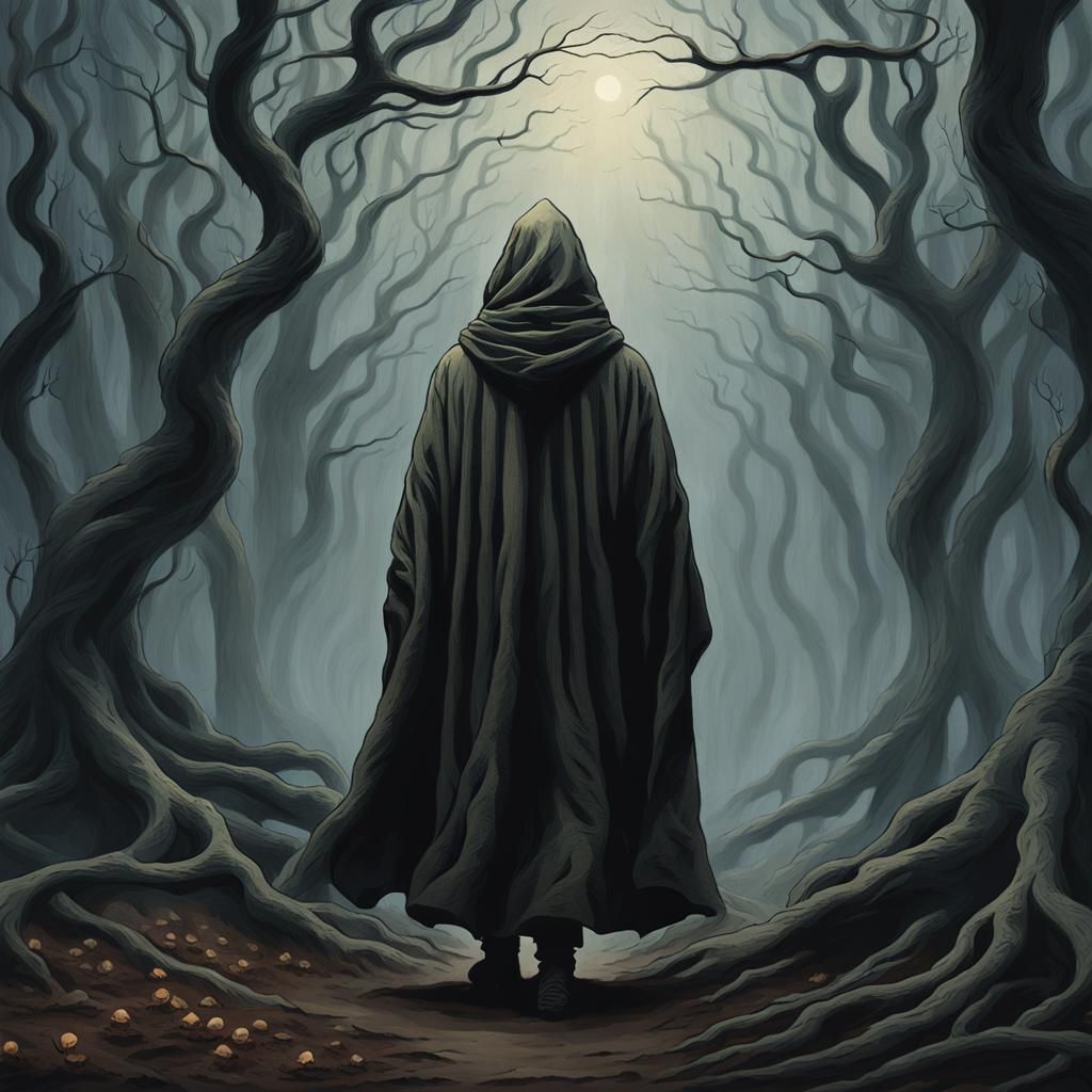 Enchanted Forest Wanderer in Dark Fantasy Style