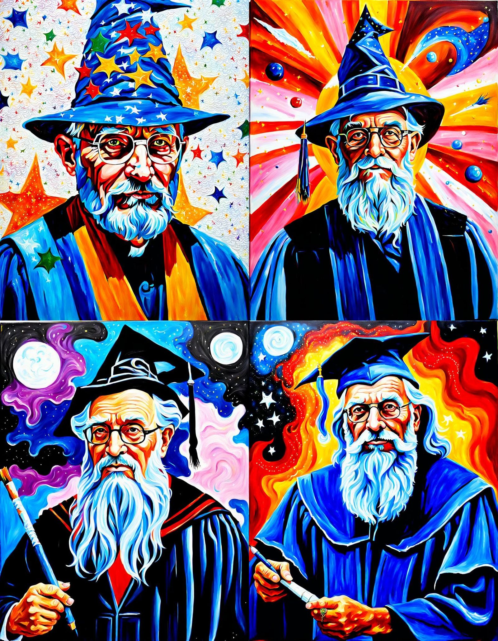 Wizard at School Portrait in Acrylic Style