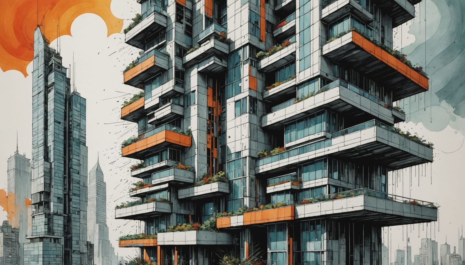 Weather House to Skyscraper: Abstract Pen and Ink Art