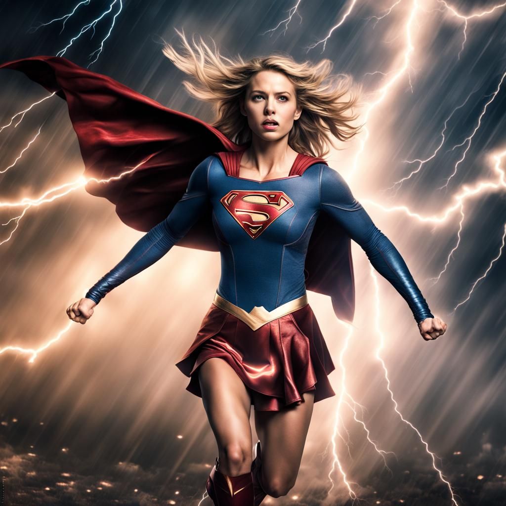 Supergirl Escapes Lightning Storm in Hyperrealistic Detail