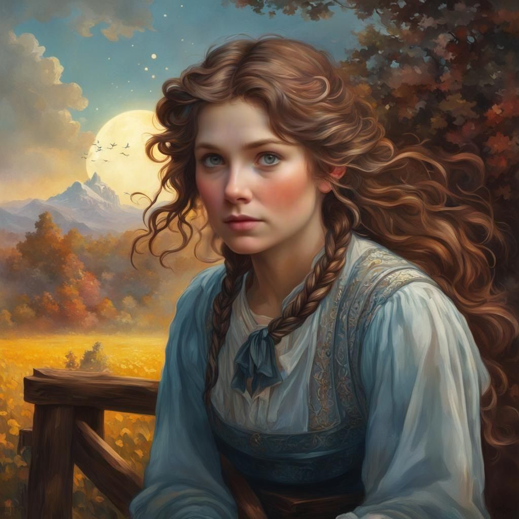 Ethereal Pioneer Woman in Mystical Mist