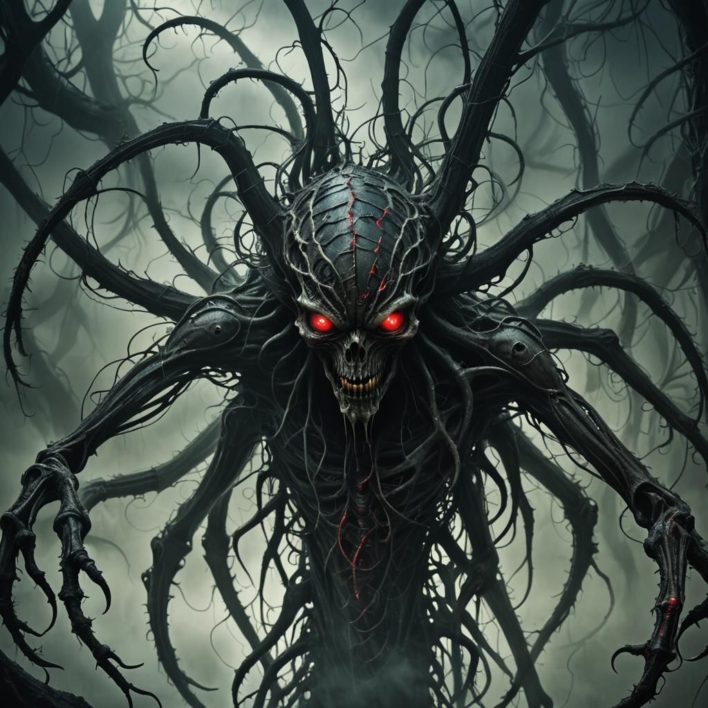 Eerie Creature Emerges from Shadows in Dark Fantasy