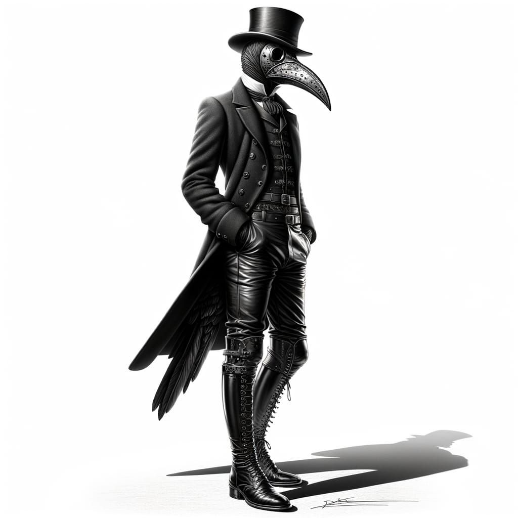 Steampunk Birdman in Plague Mask Portrait