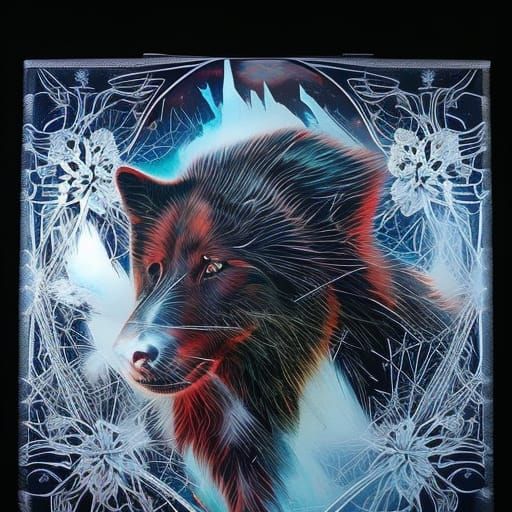 Detailed Furry Dog Portrait in Vibrant Colors