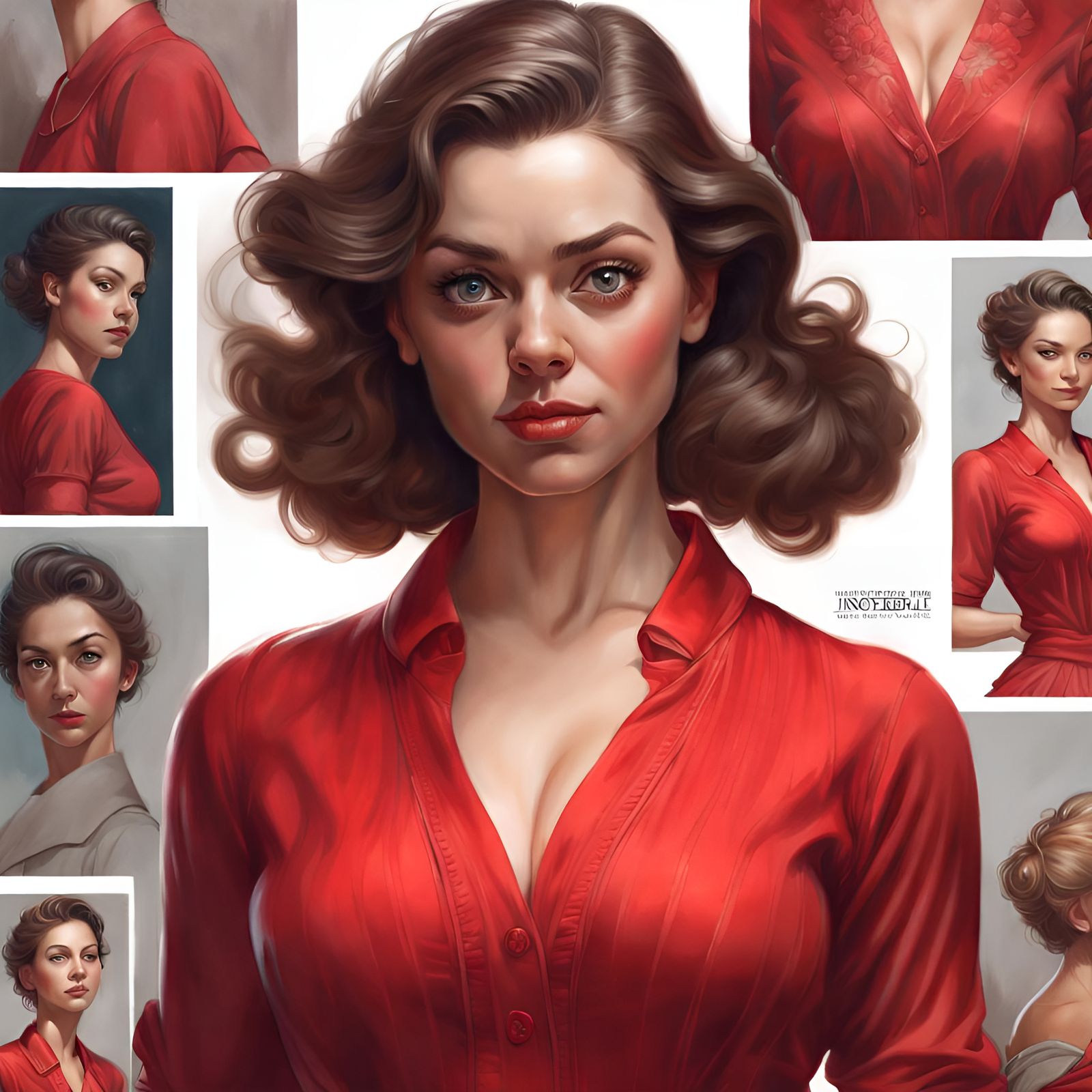 Gorgeous Woman in Red: Hyperrealistic Full-Body Portrait