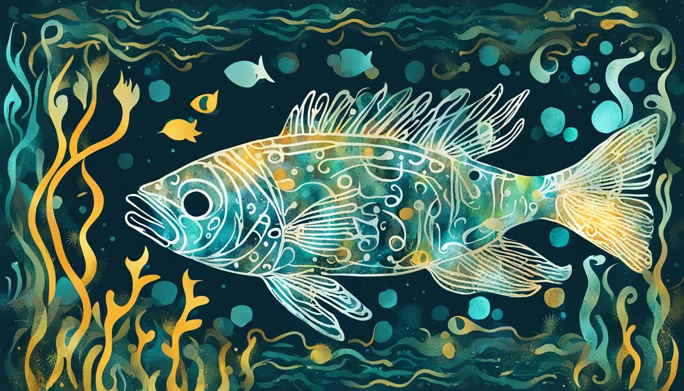 Whimsical Typographic Fish in Kelp Forest Poster