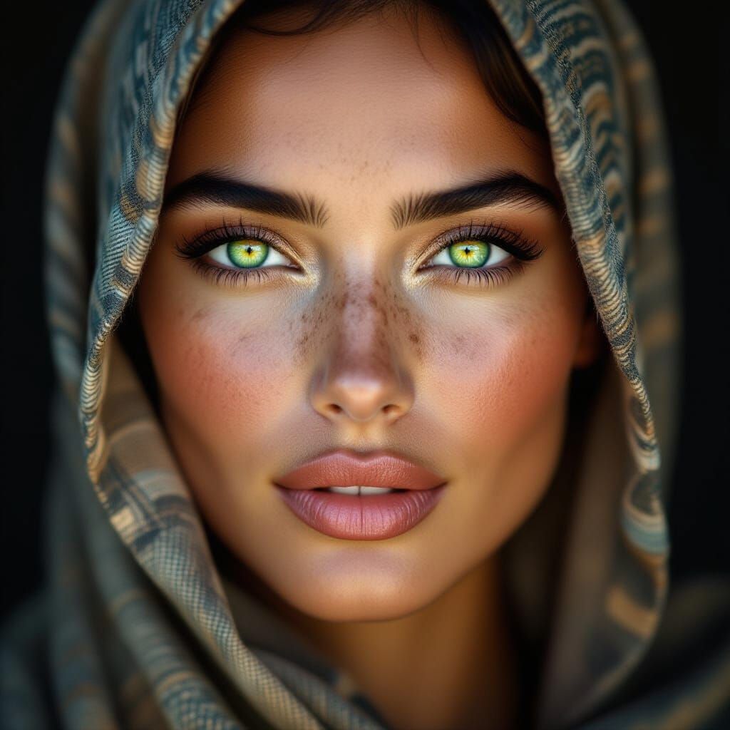 Stunning Woman with Heterochromia Eyes, Photorealistic Portr...