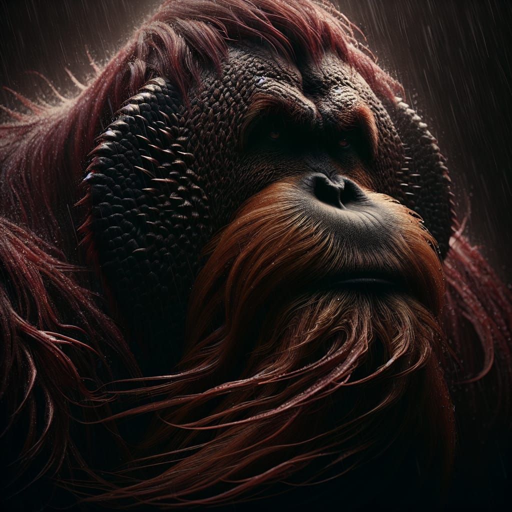 Fantasy Orangutan in Low-Key Lighting