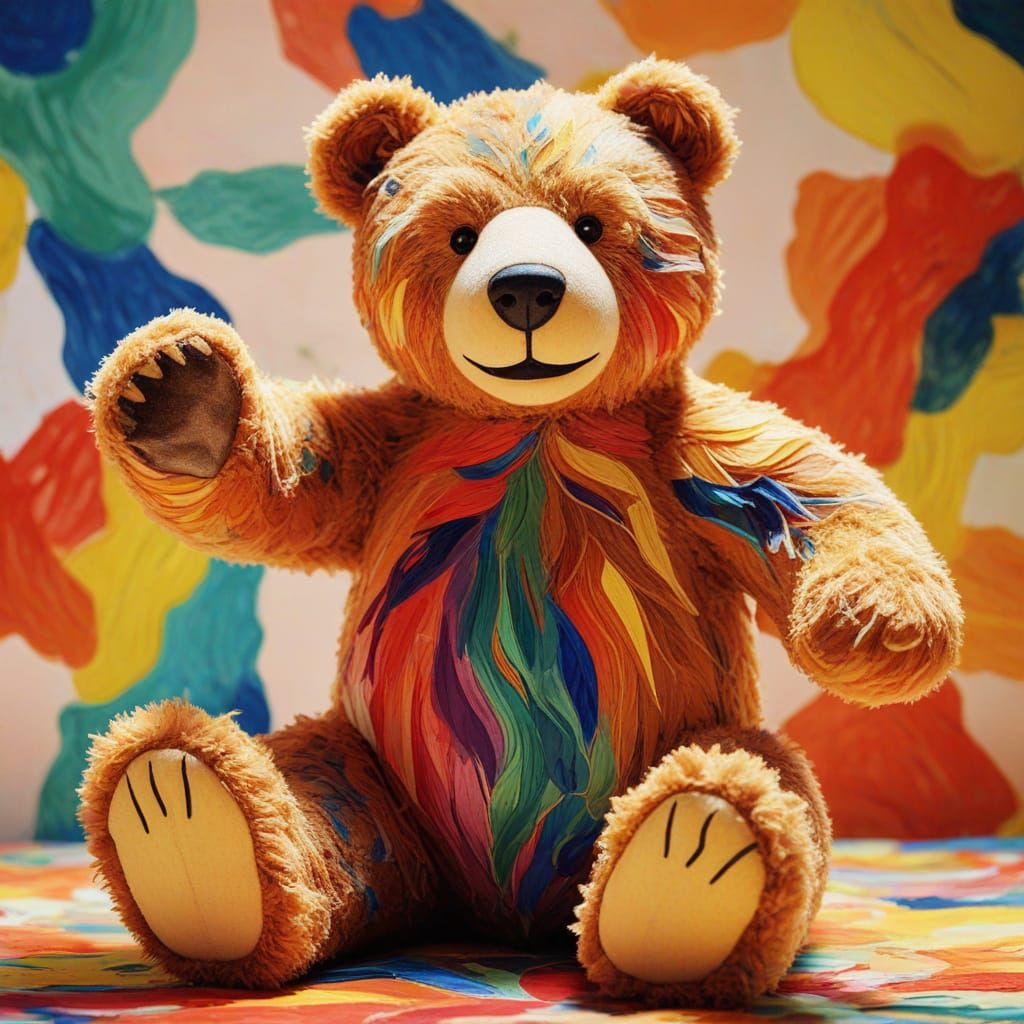 Dancing Bear in Fauvism Style with Vibrant Colors