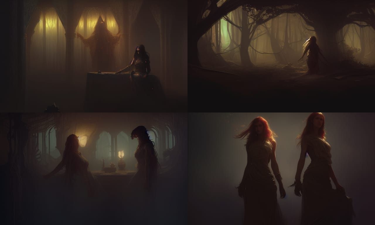 Paranormal Twins in Dark Fantasy Concept Art