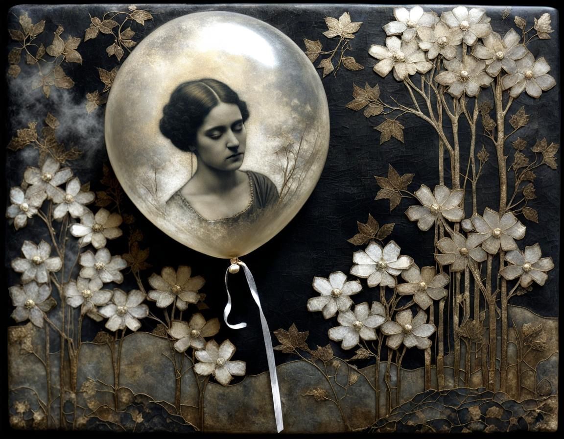 Surreal Bone Fingers Bursting Heart Balloon