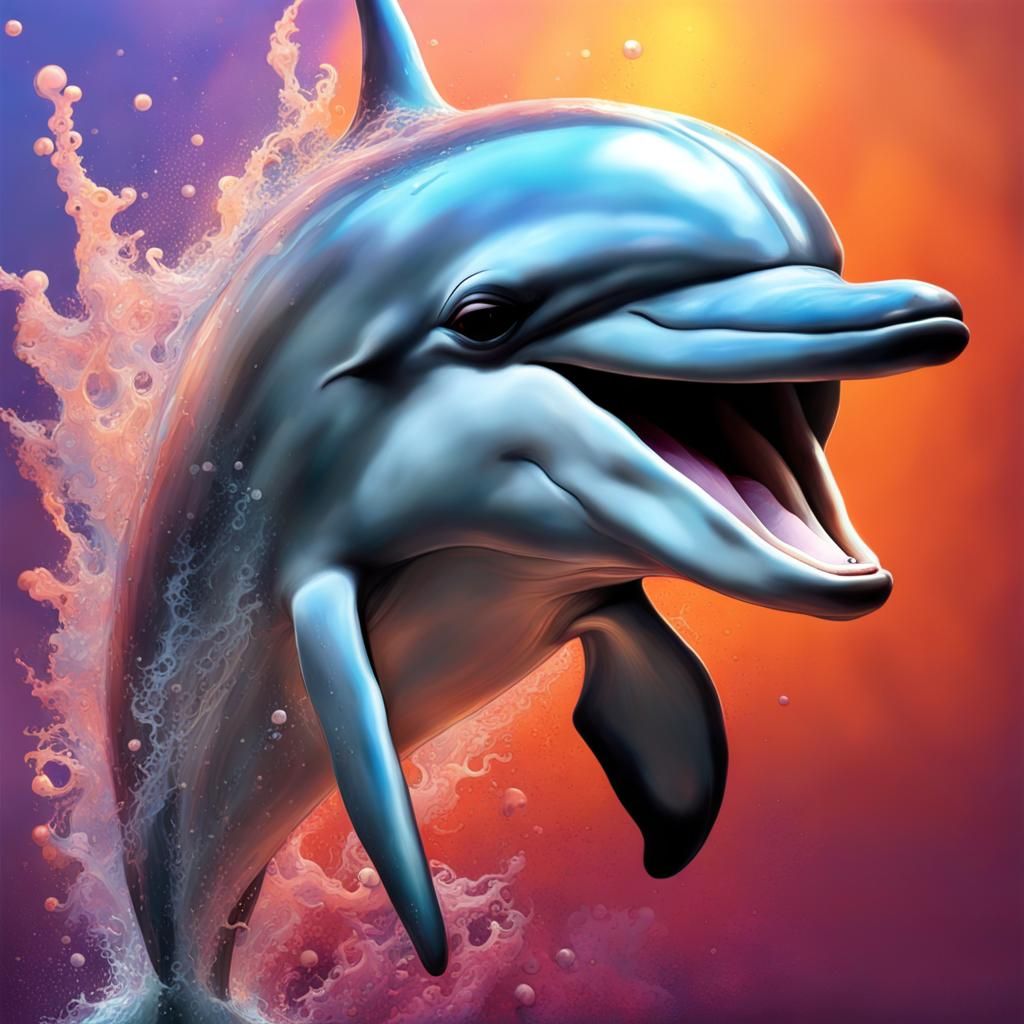 Hyperrealistic Dolphin in Splash Art Style
