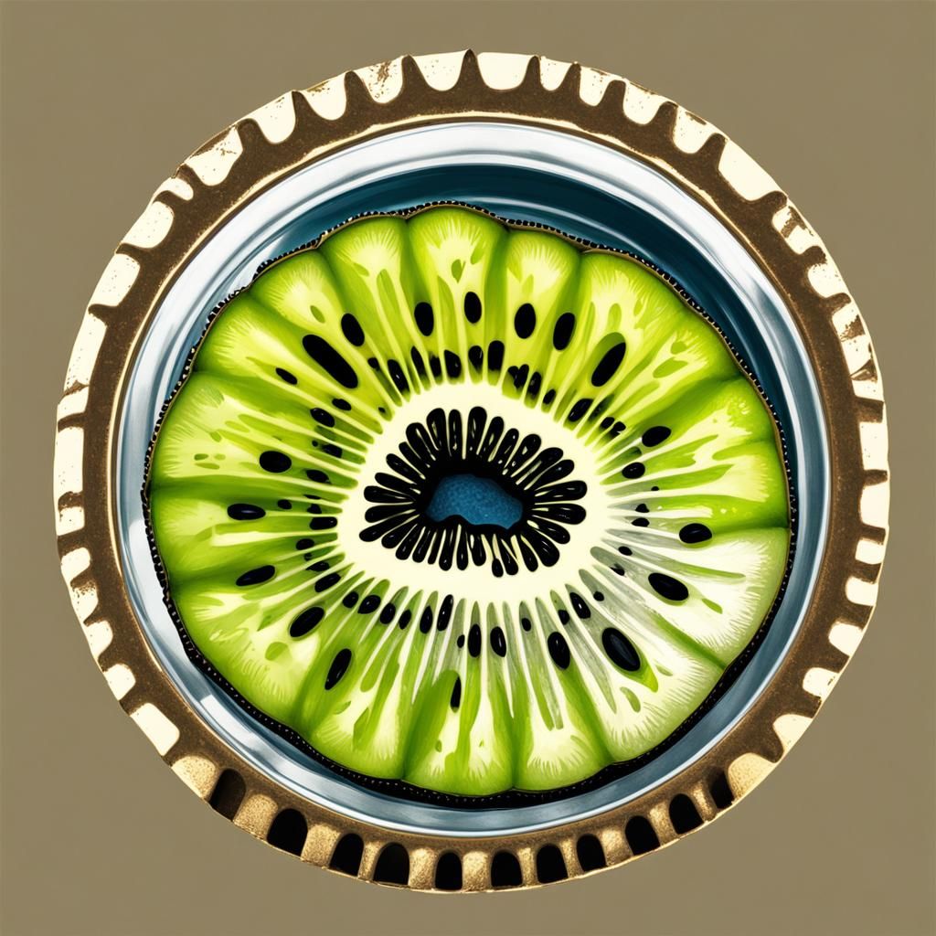 Kiwi Slice in Bottle Cap: Pop Art Print