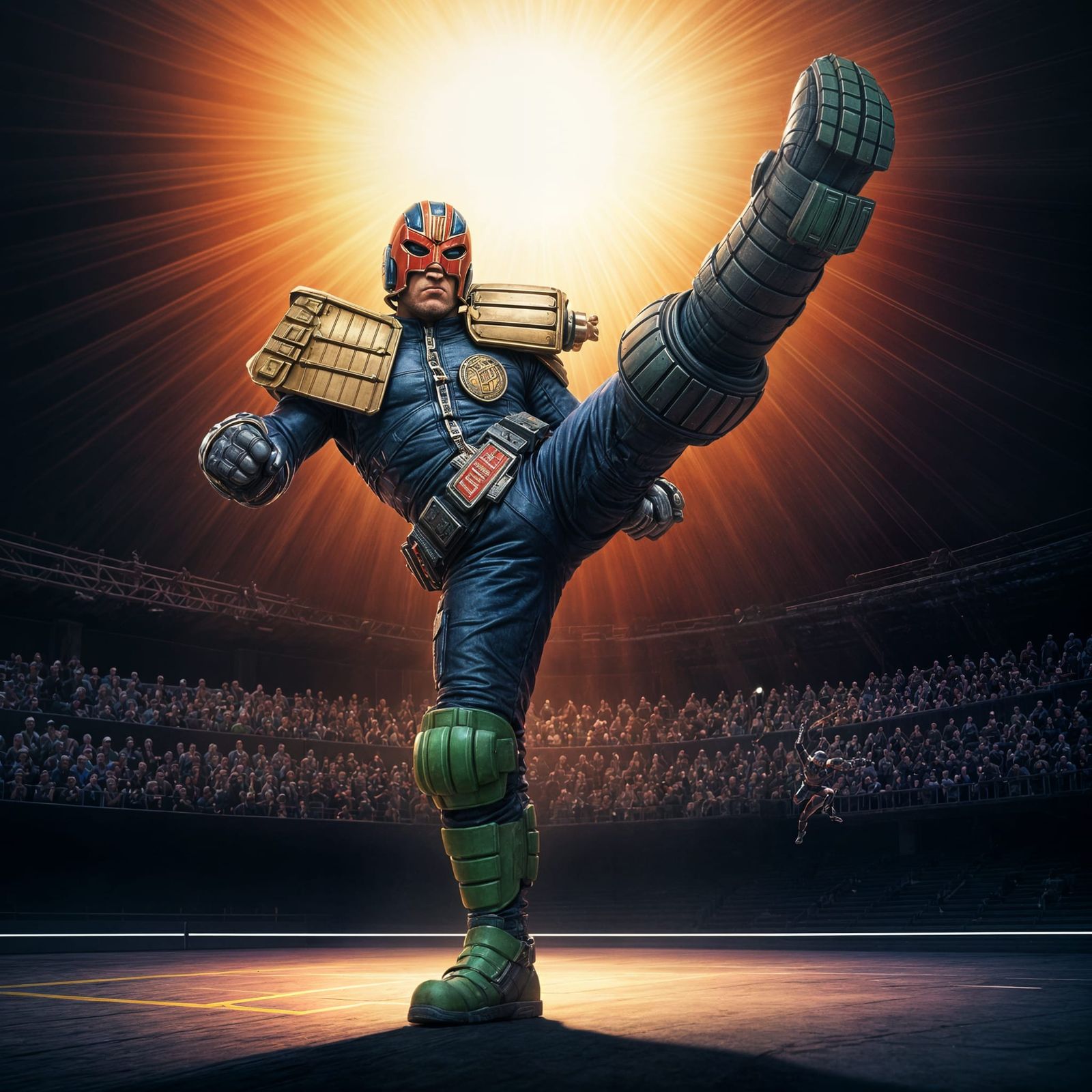 Judge Dredd Karate Champion in 3D Digital Art