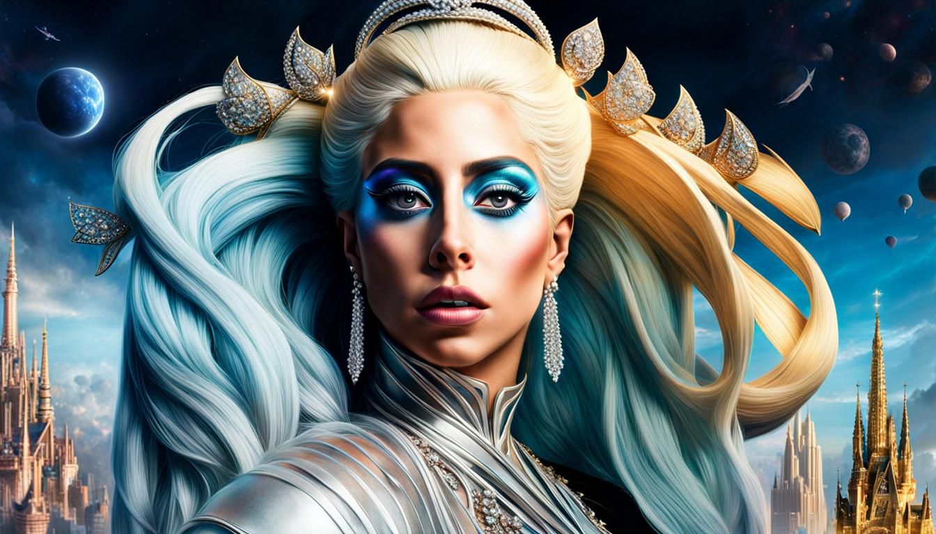 Lady Gaga as Goddess in 3D Digital Art