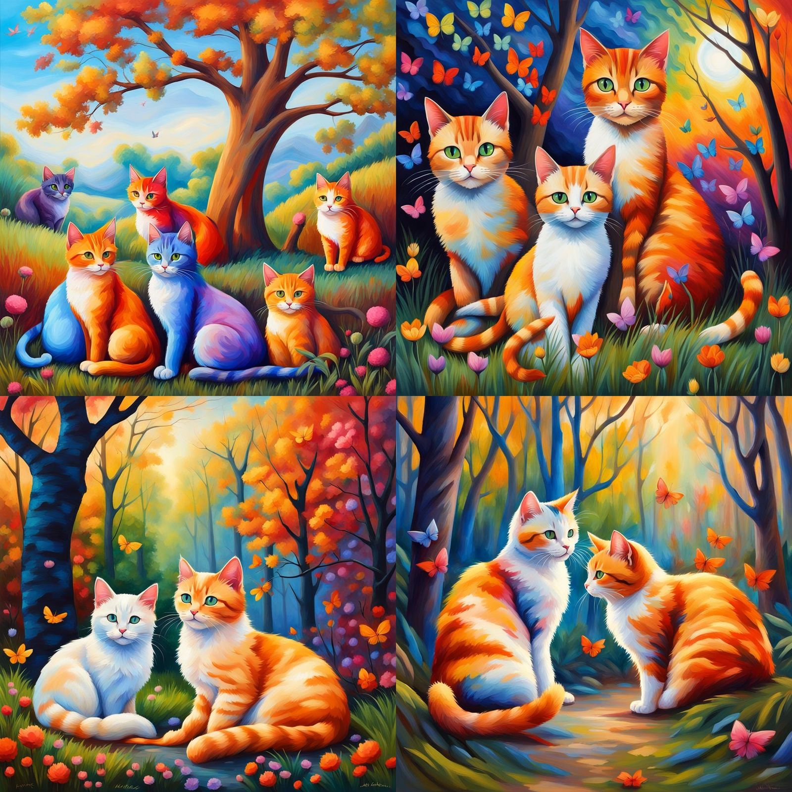 Enchanted Cat Landscape in Matte Painting Style