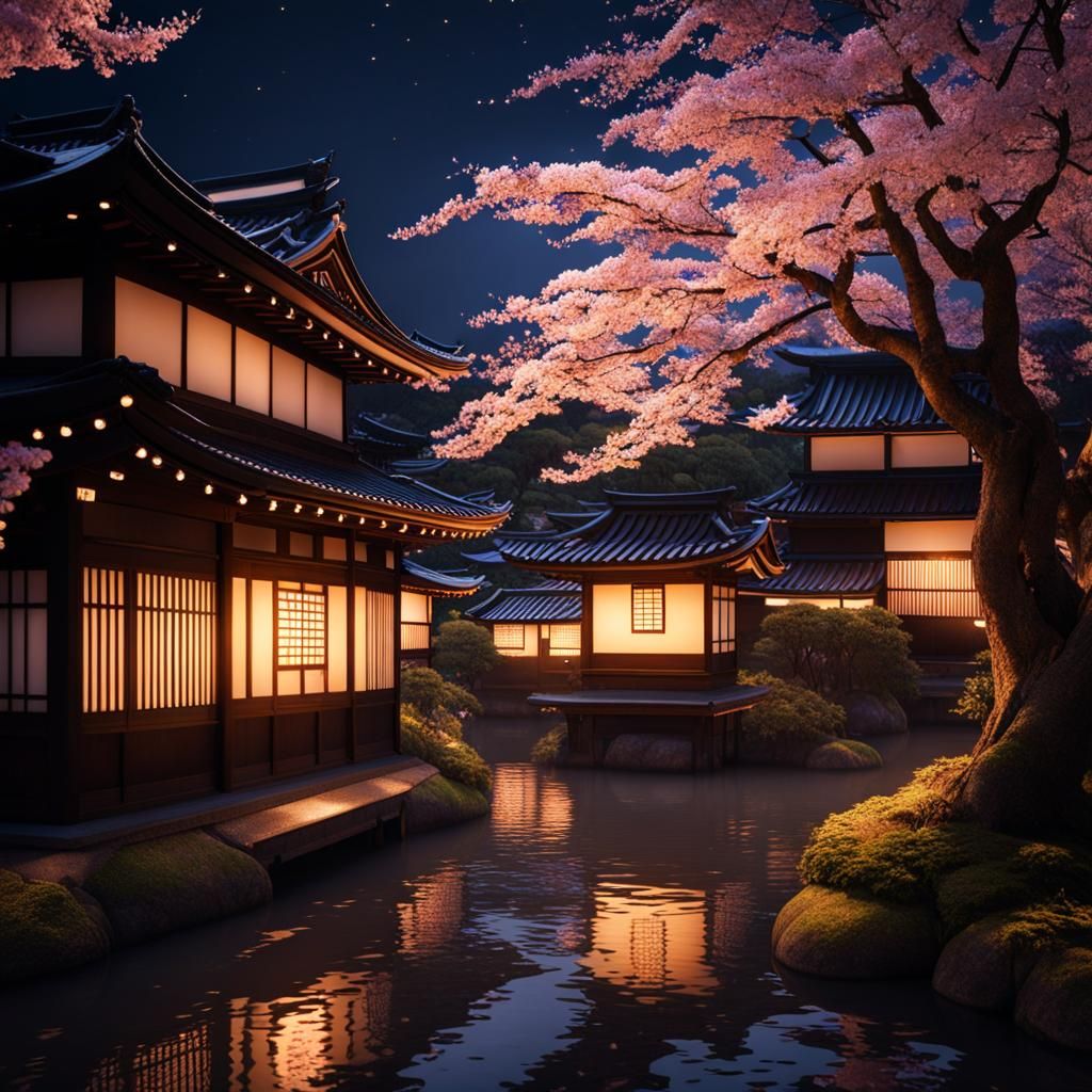 Kyoto's Philosopher's Path at Night in Full Bloom