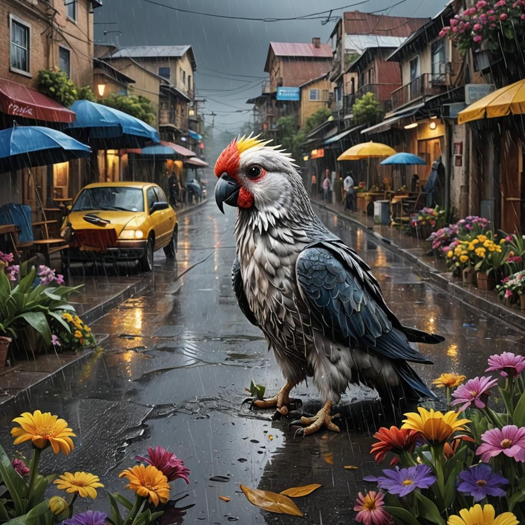 Dystopian Village Thunderstorm: Zeus in Raindrops