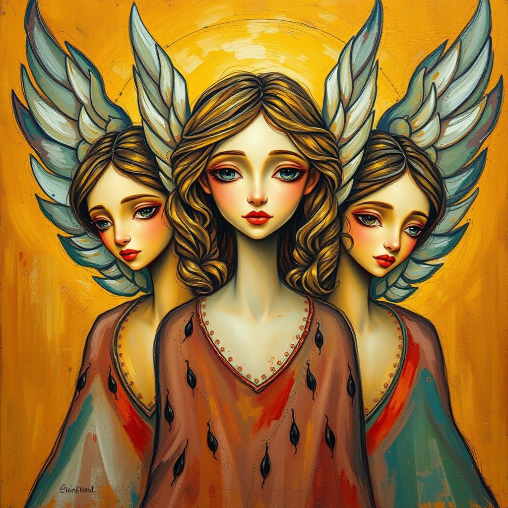 Ethereal Angels in Gauguin-Inspired Style
