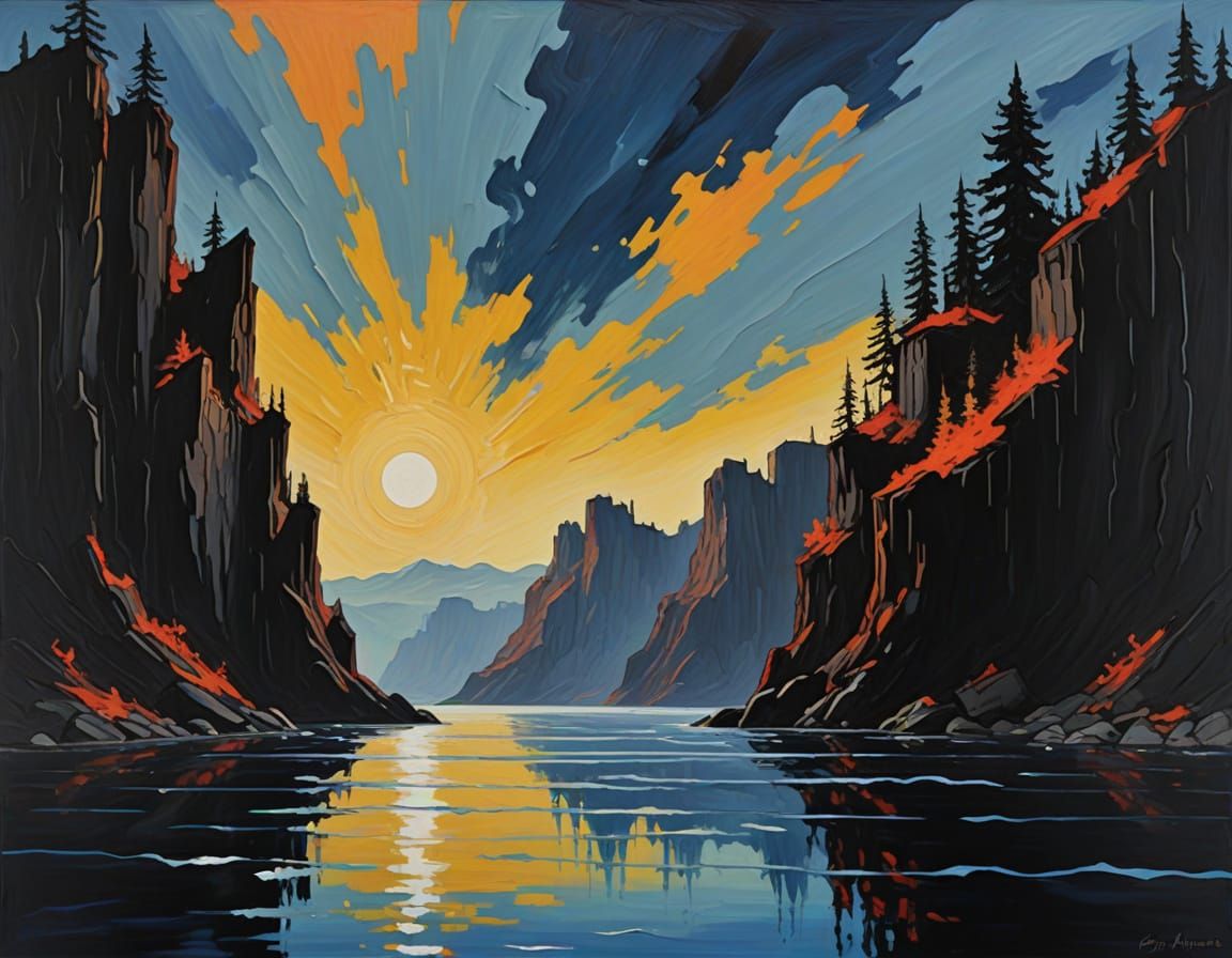 Flooded Canyon Voyage in Clyfford Still Style