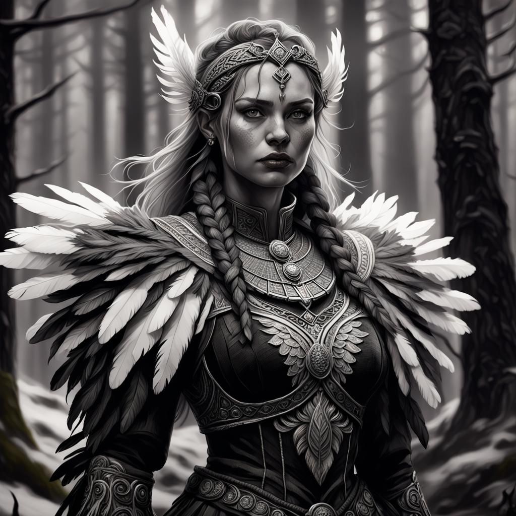 Nordic Woman Portrait in Dark Fantasy Style