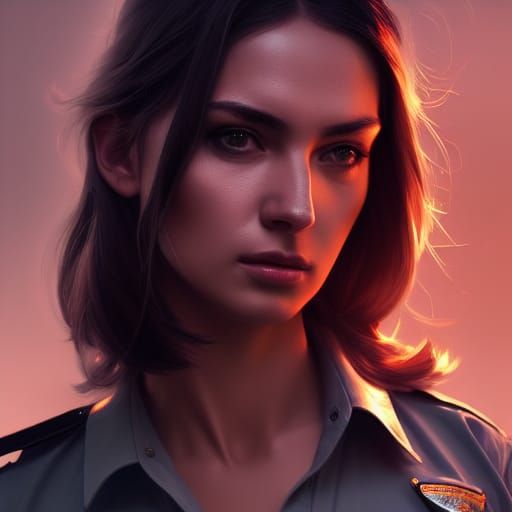 Hyperrealistic Police Officer Portrait in Digital Art Style