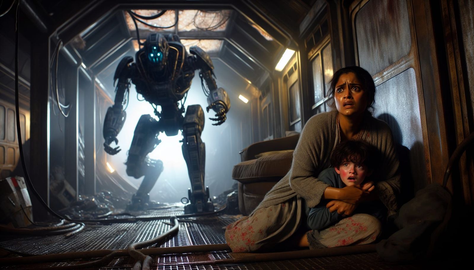 Sci-Fi Mother Protects Child From Killer Robot