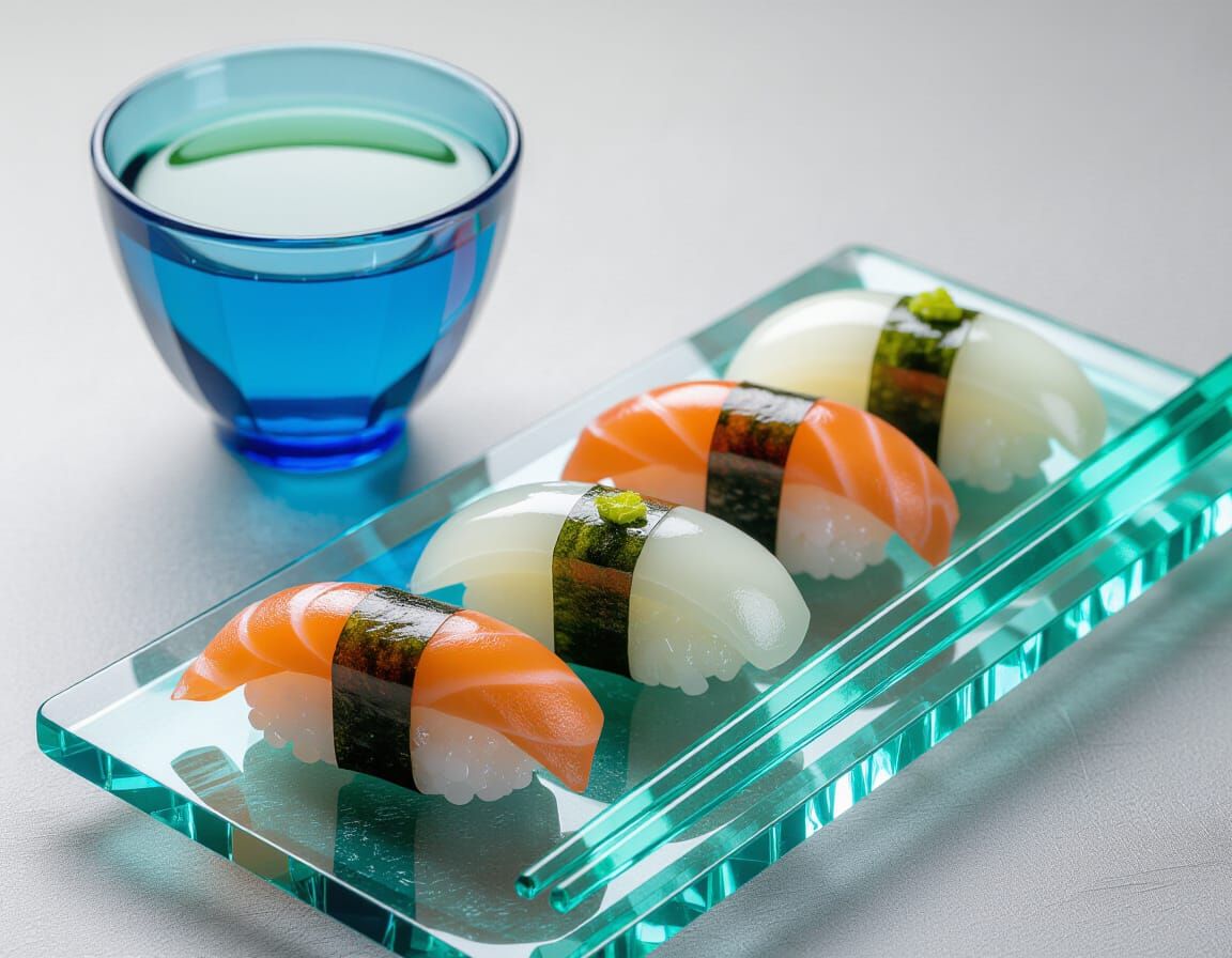 Crystal Glass Sushi Still Life