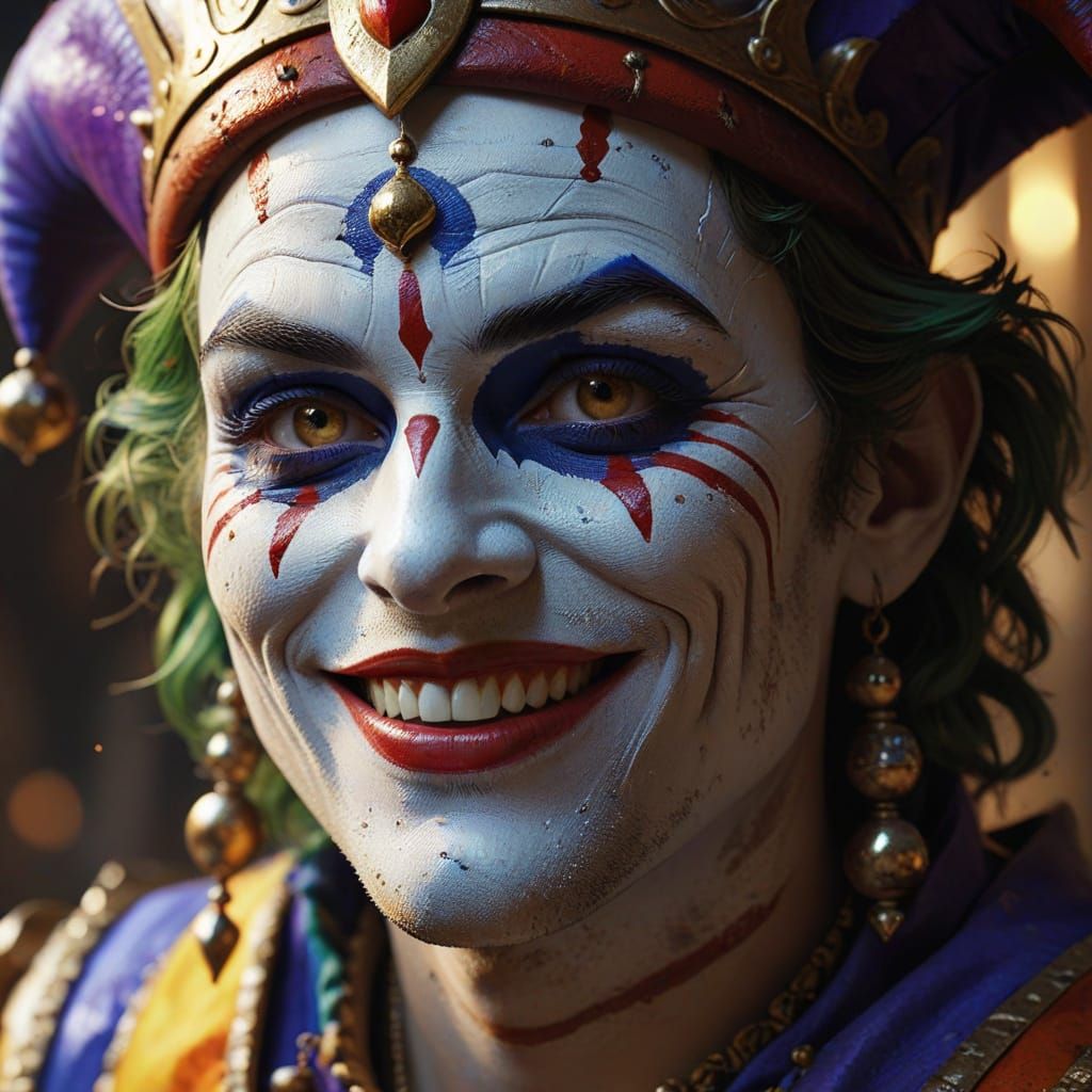 Eerie Jester Portrait Splash Art