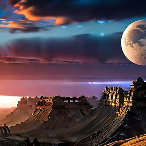Epic Desert Sunset Digital Matte Painting