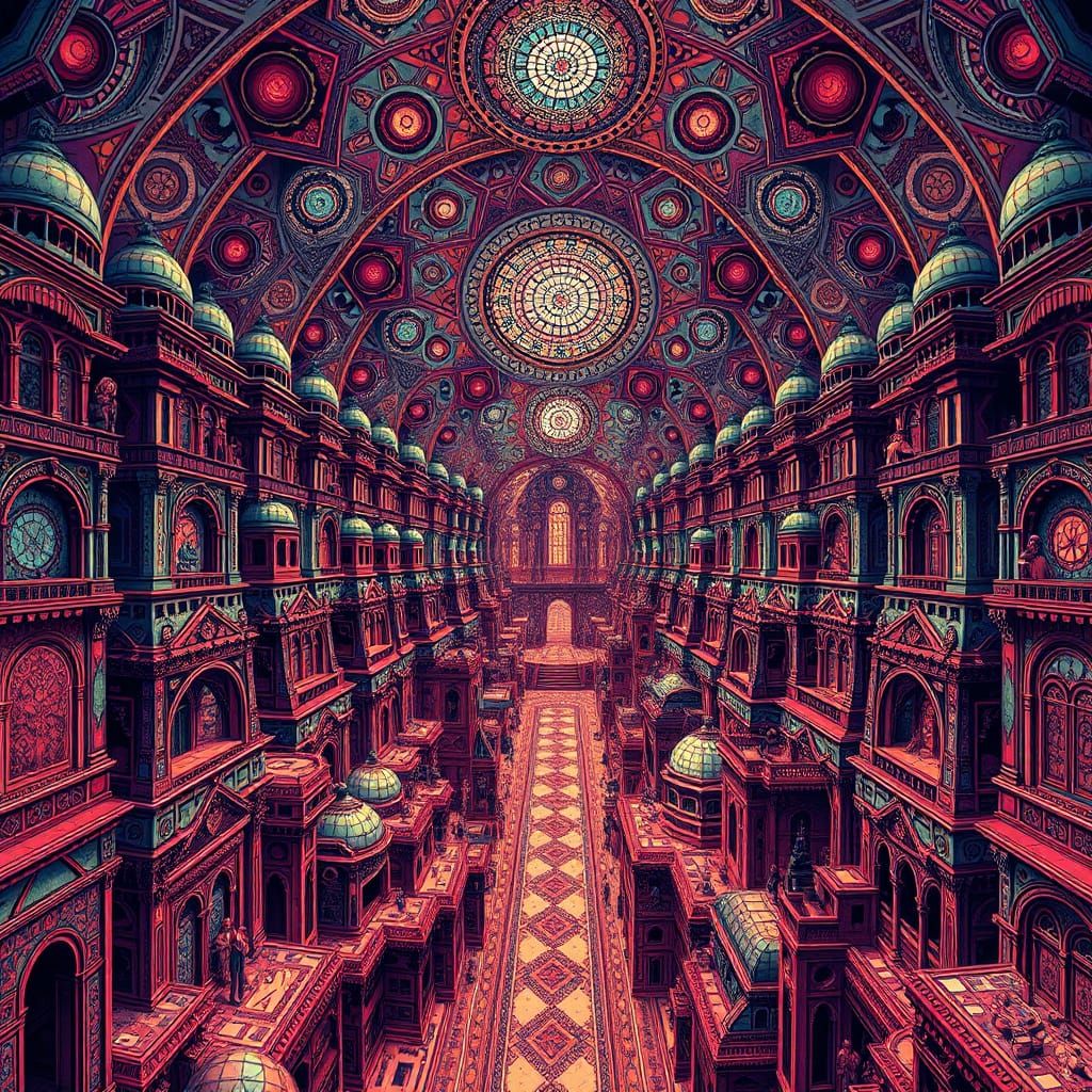 Op Art Deco Metropolis in Manga Horror Style