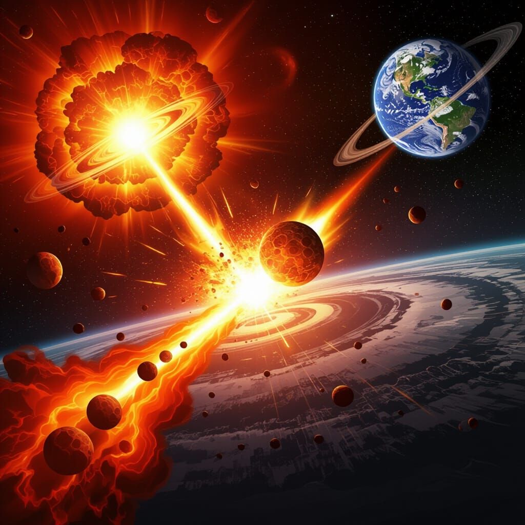Cosmic Impact: Fiery Explosion of Earth